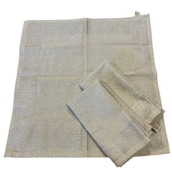 Set (3) Silver Metallic Table Linens Napkins Christmas Cynthia Rowley Elegant NY - Picture 2 of 5